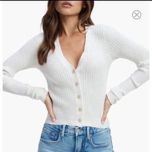 NWT | Good American Cozy Ribbed Cropped Cardigan | Ivory | size 4 (xl)